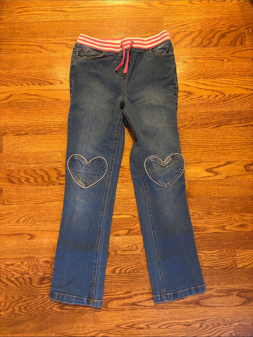 Mini Boden Blue Flare Jeans with Pink-Striped Waist